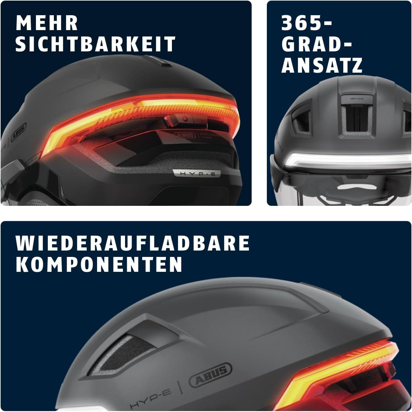 ABUS HYP-E ACE Fahrradhelm für Erwachsene Detailansicht Visier Ohrenschützer